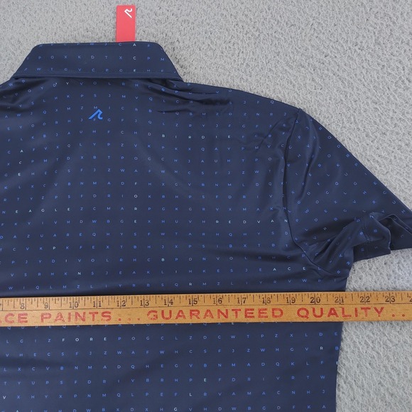 Redvanly PUREpoly Times Polo Shirt Mens Small Navy Golf Word Search R2507 - Picture 14 of 16